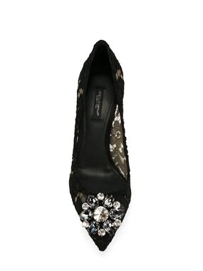 Dolce & Gabbana Bellucci Lace Embellished Jeweled Pump 38.5